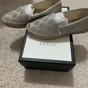 Gucci women’s silver espadrilles